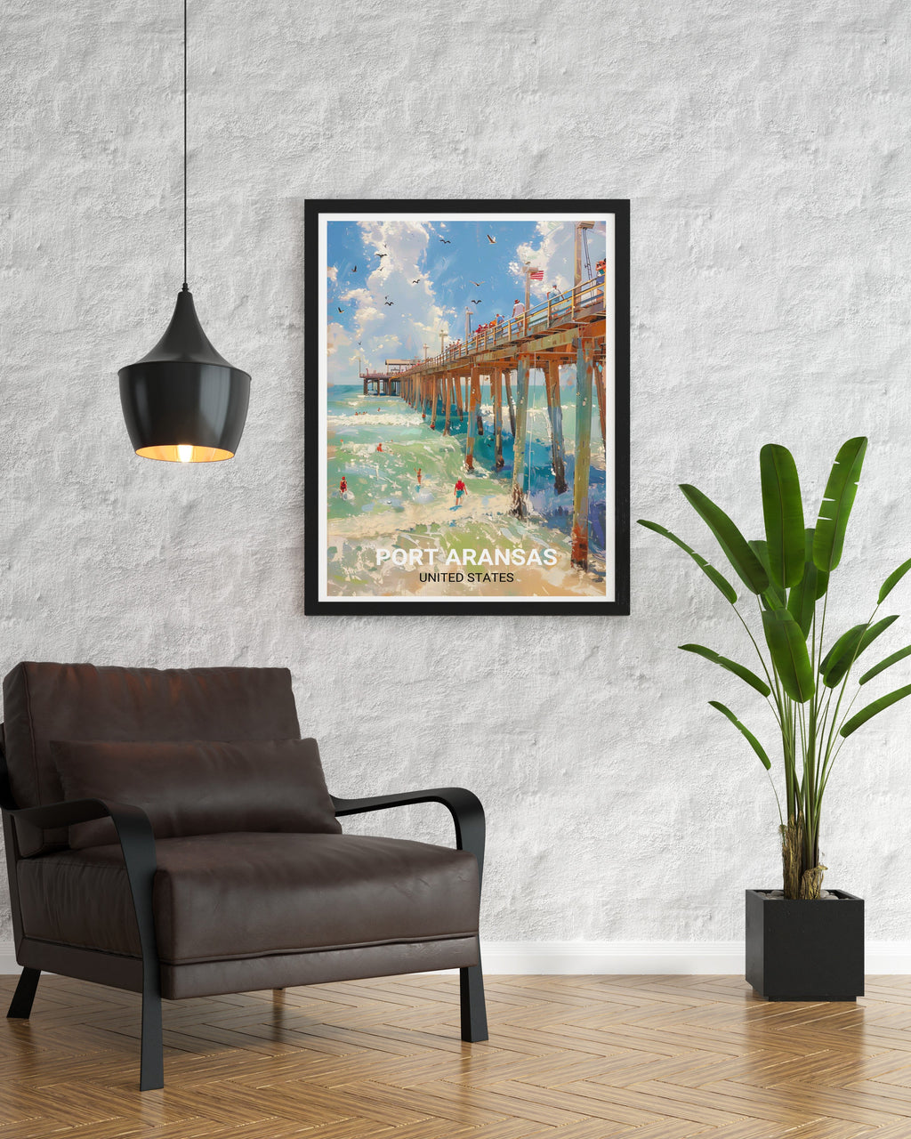 Port Aransas Poster - Horace Caldwell Pier Decor - Texas Wall Print - Texas Travel Poster
