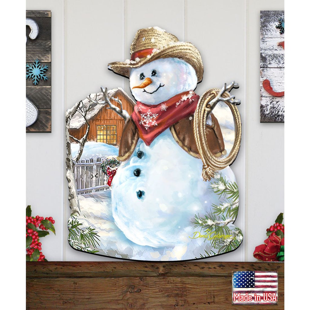 Cowboy Snowman Christmas Door Decor by D. Gelsinger - Christmas Santa Snowman Decor - 8121115H-1541