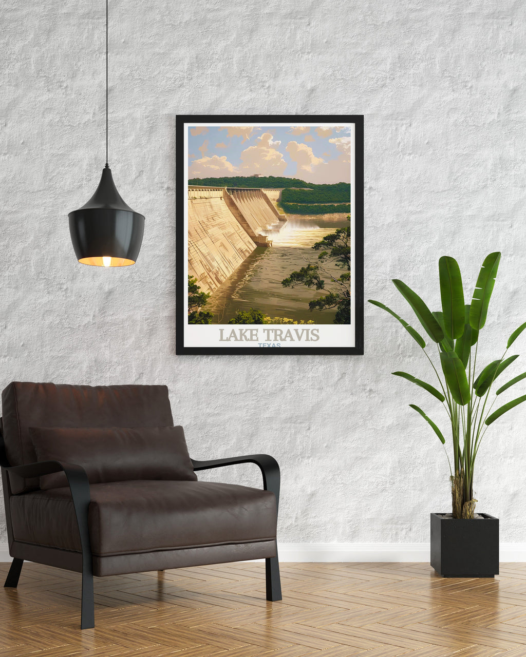 Lake Travis Art Print - Mansfield Dam Travel Print - Texas Canvas Art - Texas Travel Poster