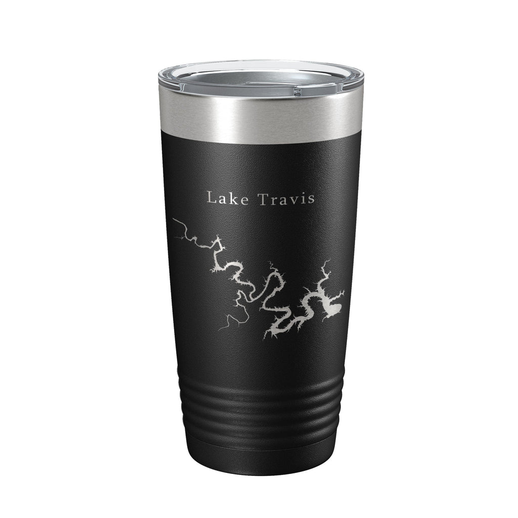 Lake Travis Map Tumbler Travel Mug Insulated Laser Engraved Coffee Cup Texas 20 oz