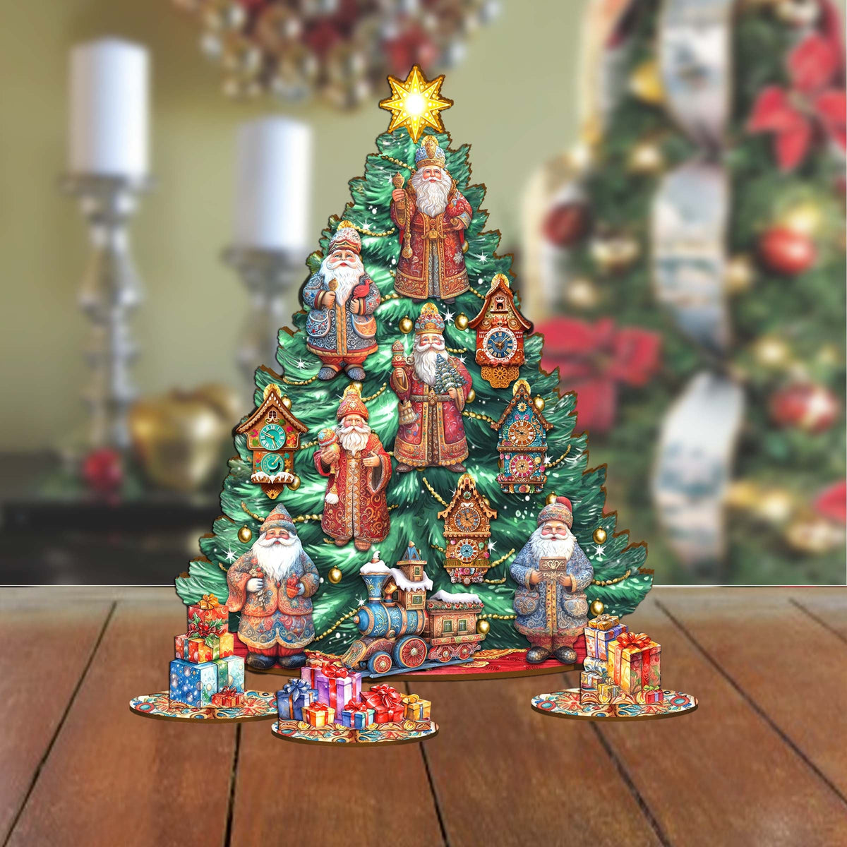 Santa Christmas Arrival Christmas Tree Eco Wood Set by G.DeBrekht Christmas Decor - 8091517