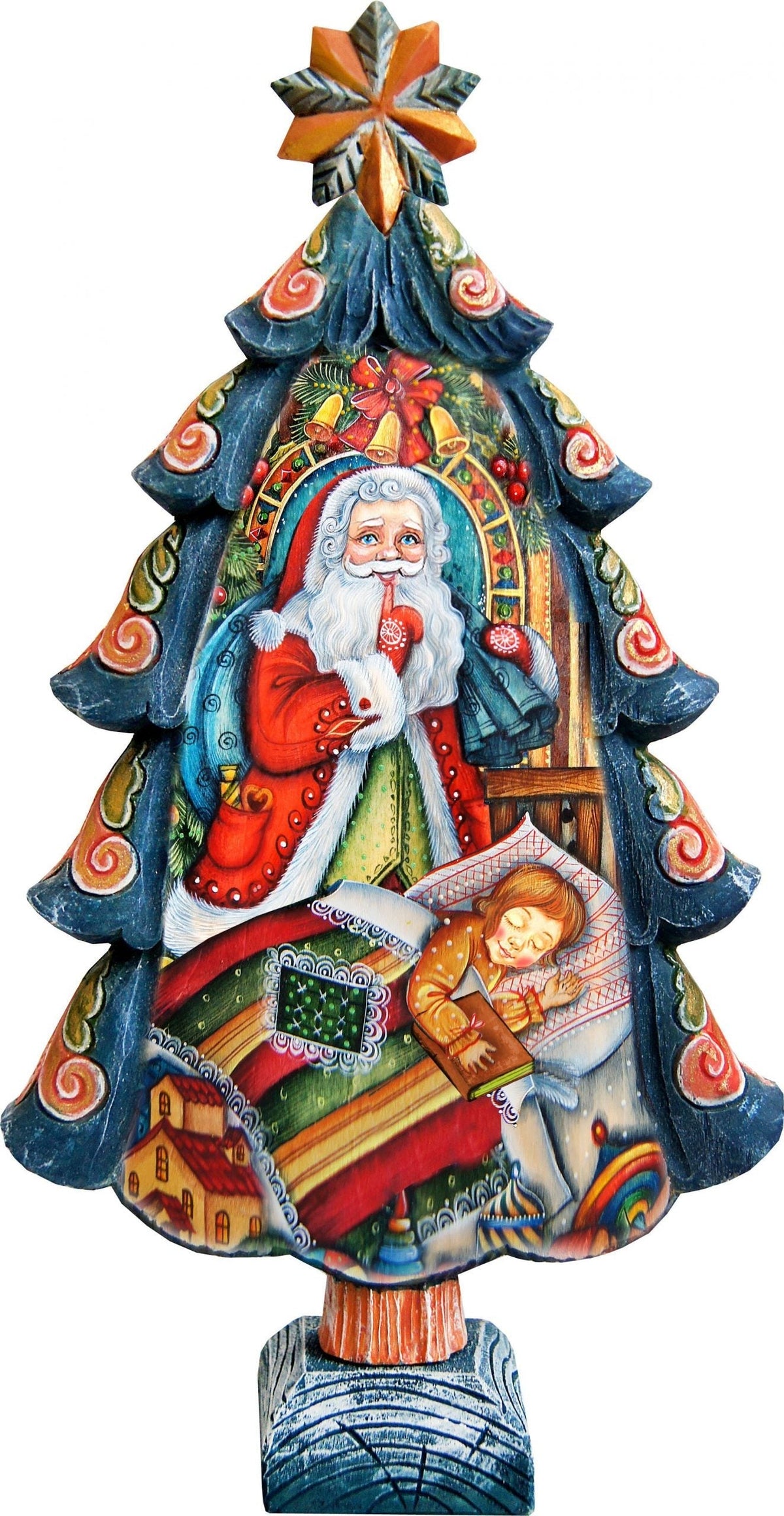 Christmas Night Tree Handcrafted Christmas Figurine - G. DeBrekht - Christmas Santa Snowman Decor - 588051M