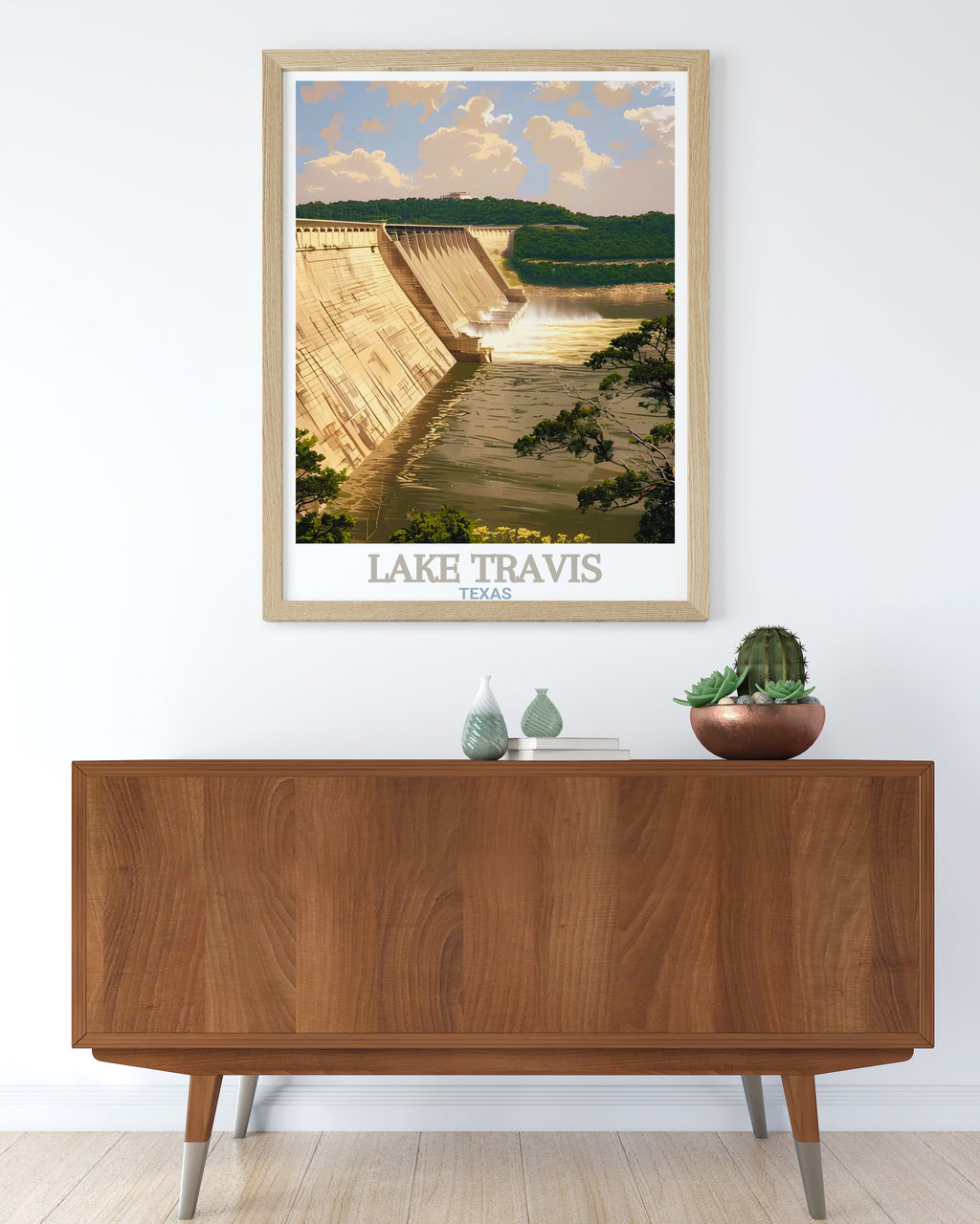 Lake Travis Art Print - Mansfield Dam Travel Print - Texas Canvas Art - Texas Travel Poster
