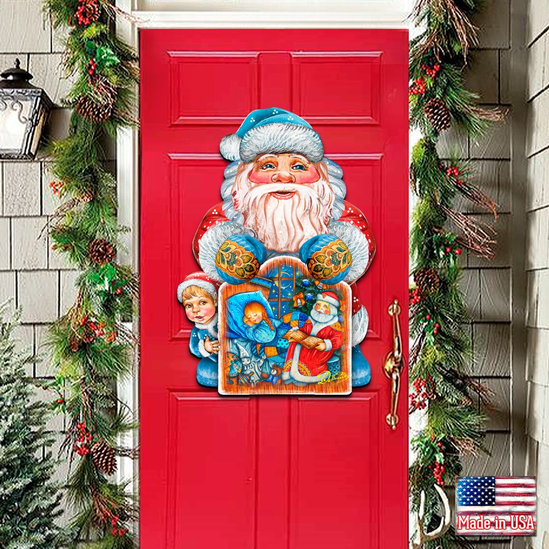 Christmas Night Christmas Door Decor by G. DeBrekht - Christmas Santa Snowman Decor - 8119173H
