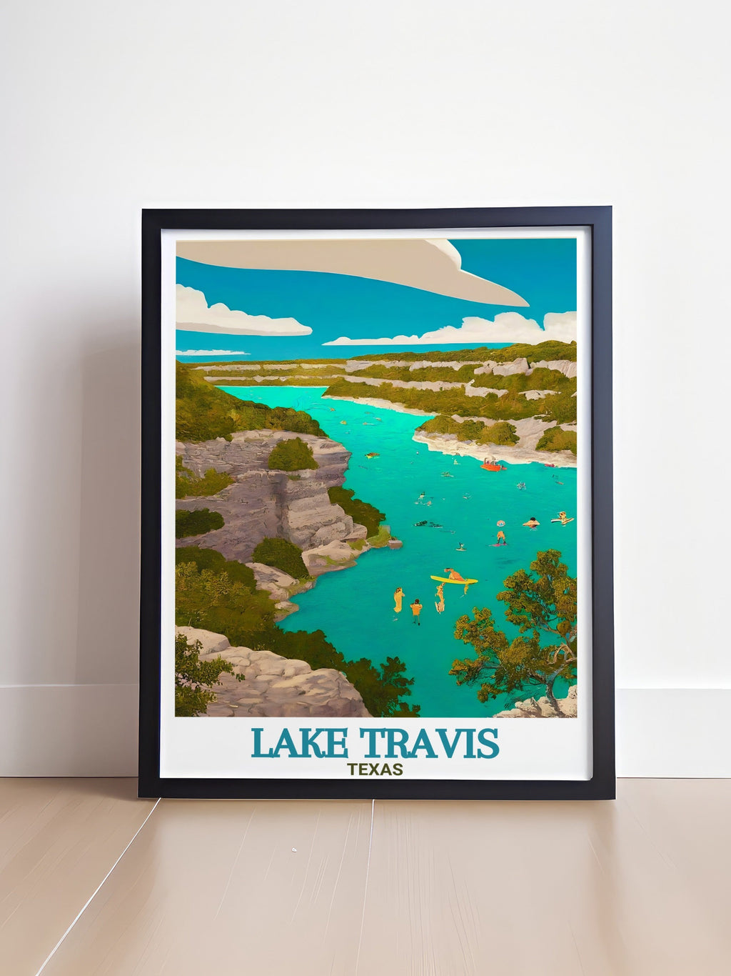 Lake Travis Print - Pace Bend Park Wall Art - Texas Framed Art - Texas Vintage Poster