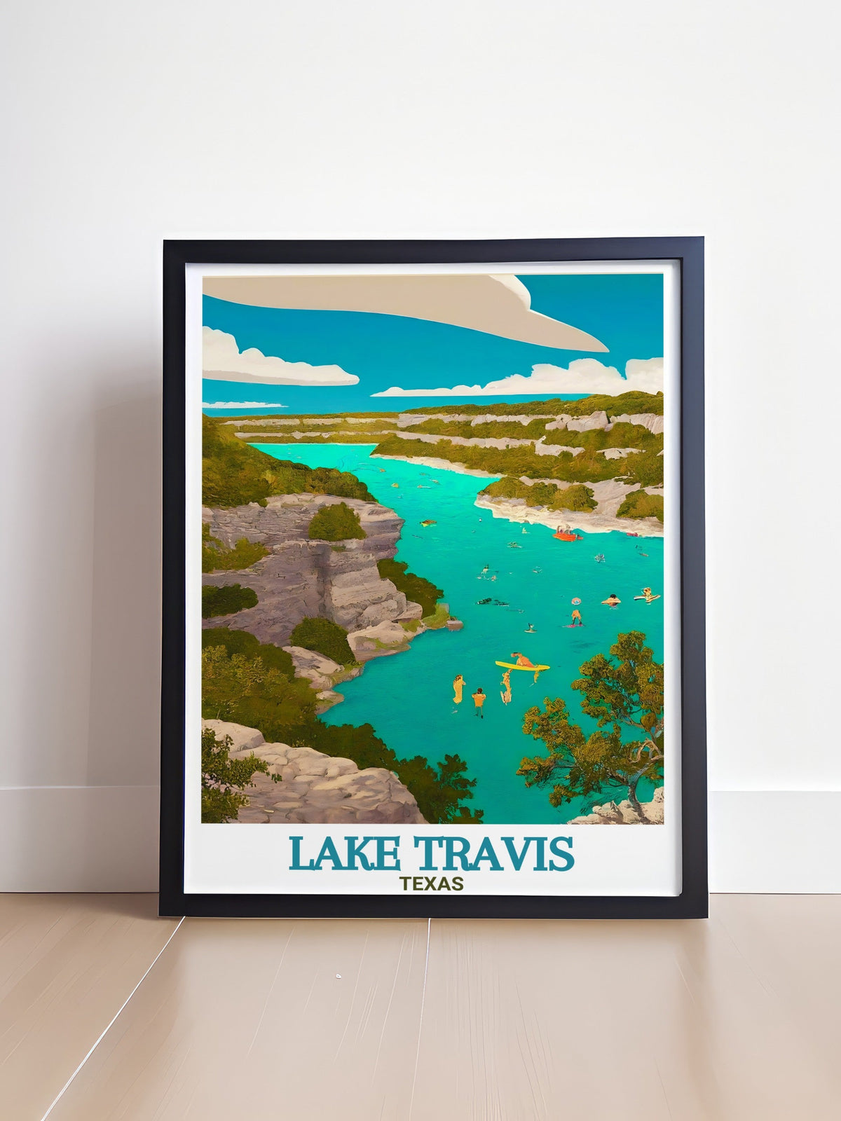 Lake Travis Print - Pace Bend Park Wall Art - Texas Framed Art - Texas Vintage Poster