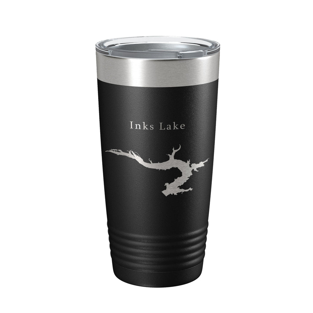 Inks Lake Map Tumbler Travel Mug Insulated Laser Engraved Coffee Cup Texas 20 oz