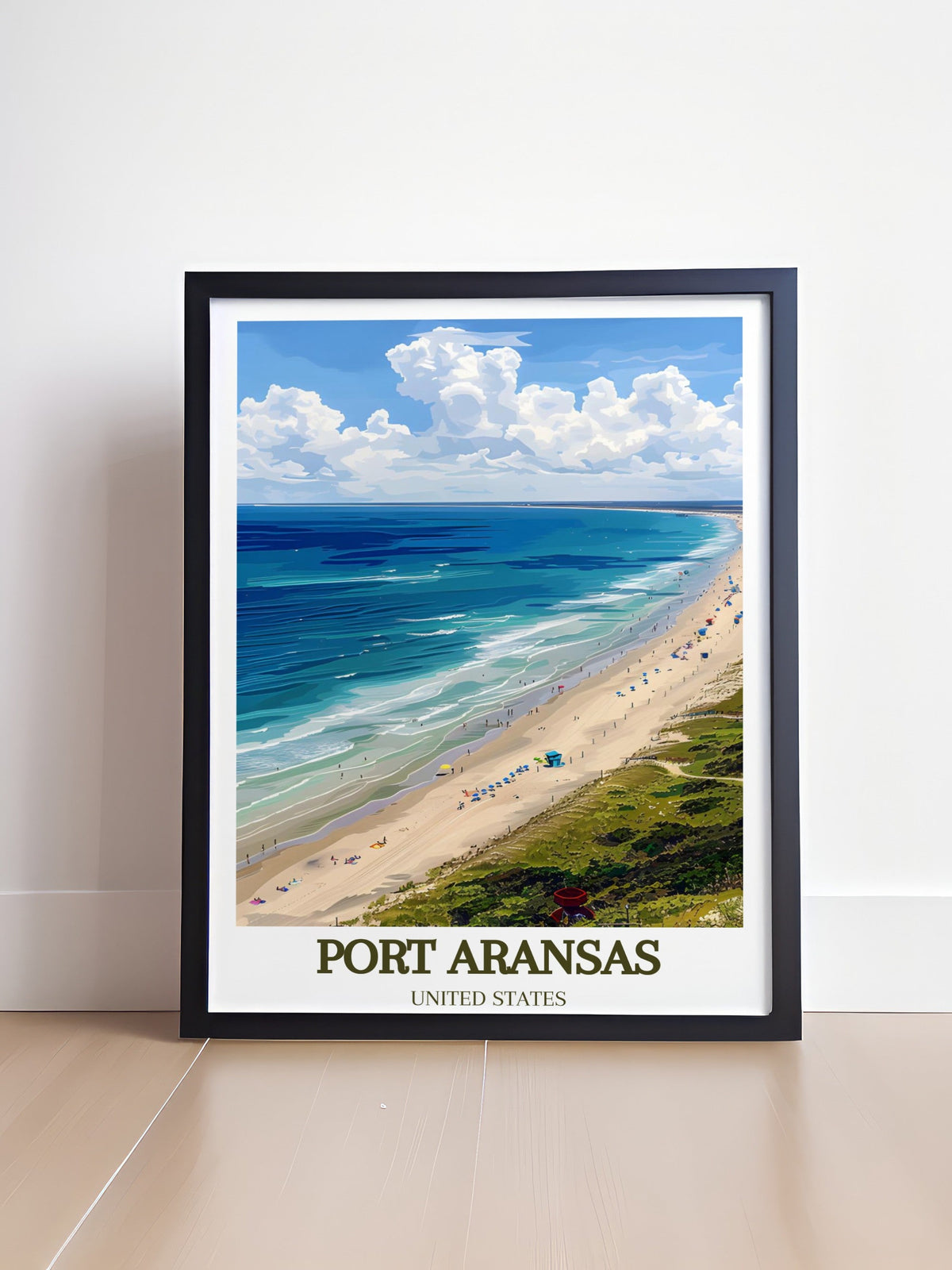 Port Aransas Art Print - Mustang Island Home Decor - Texas Canvas Art - Texas Travel Poster