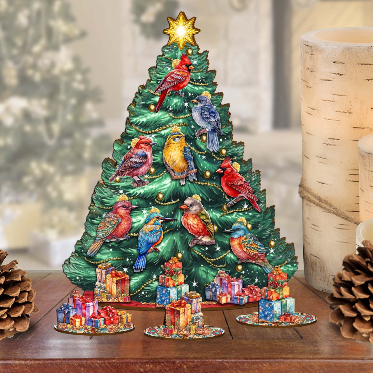 Christmas Birds Christmas Tree Eco Wood Set by G.DeBrekht Christmas Decor - 8091511