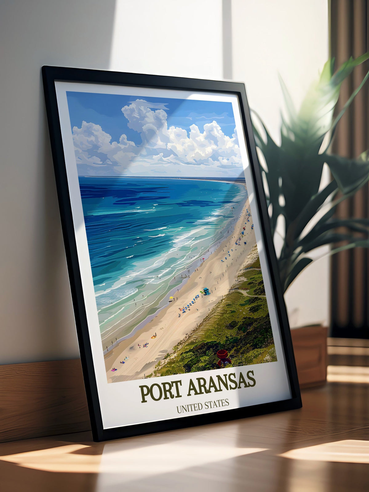 Port Aransas Art Print - Mustang Island Home Decor - Texas Canvas Art - Texas Travel Poster