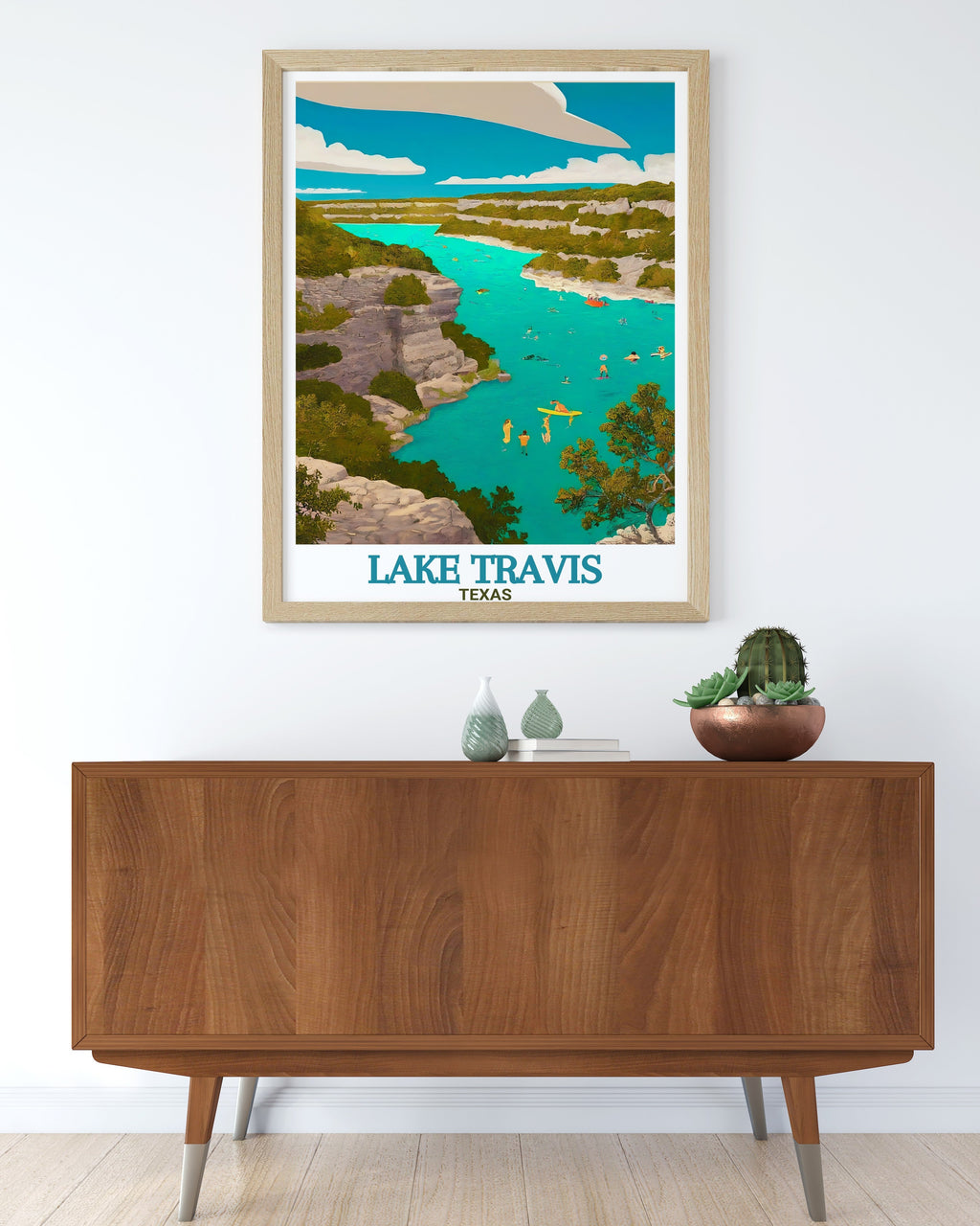 Lake Travis Print - Pace Bend Park Wall Art - Texas Framed Art - Texas Vintage Poster