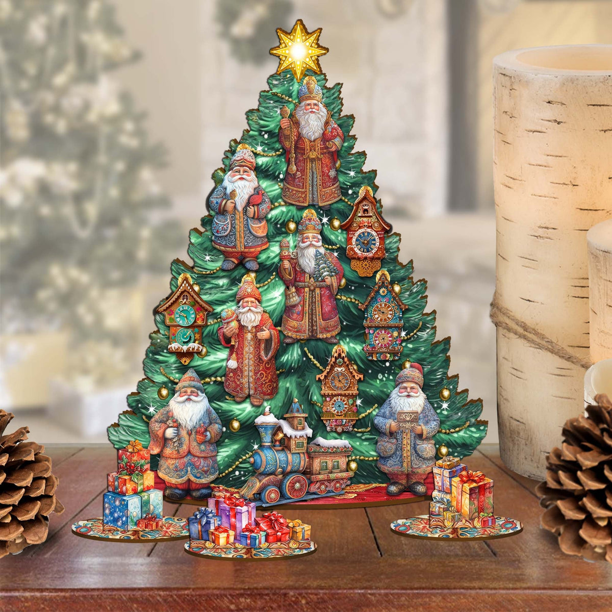 Santa Christmas Arrival Christmas Tree Eco Wood Set by G.DeBrekht Christmas Decor - 8091517