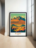 El Paso Art Print - Franklin Mountains Travel Print - Texas Canvas Art - Texas Travel Poster