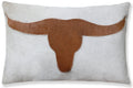 Luxury Longhorn Cowhide Leather Throw Pillow 16x24 | Handmade Western Designer Lumbar Cushion