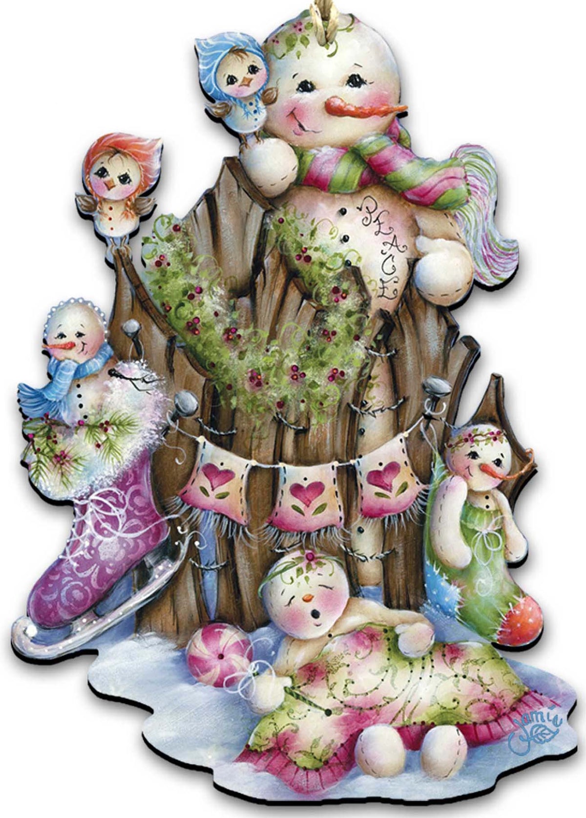 Christmas Time Christmas Door Decor by Jamie Mills-Price - Christmas Santa Snowman Decor - 8457502H