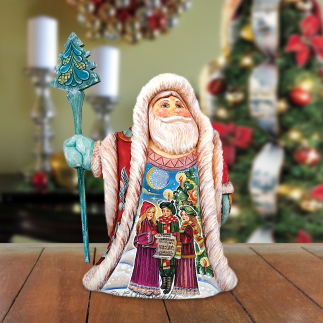 Christmas Carol Santa Handcrafted Christmas Figurine - G. DeBrekht Christmas Santa Snowman Décor - 532322