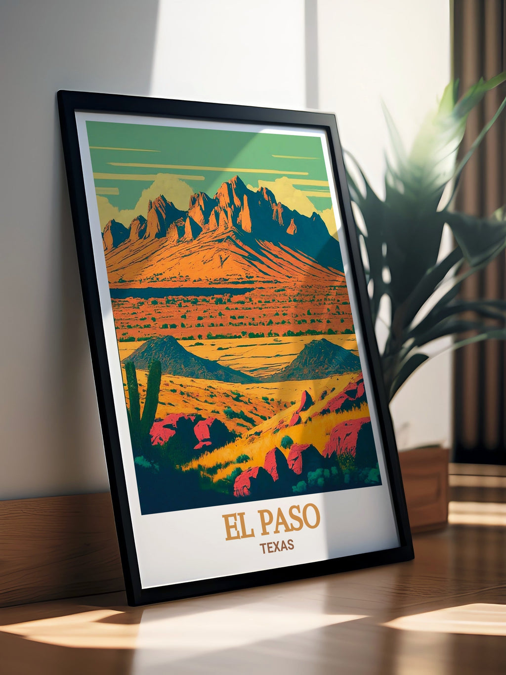 El Paso Art Print - Franklin Mountains Travel Print - Texas Canvas Art - Texas Travel Poster
