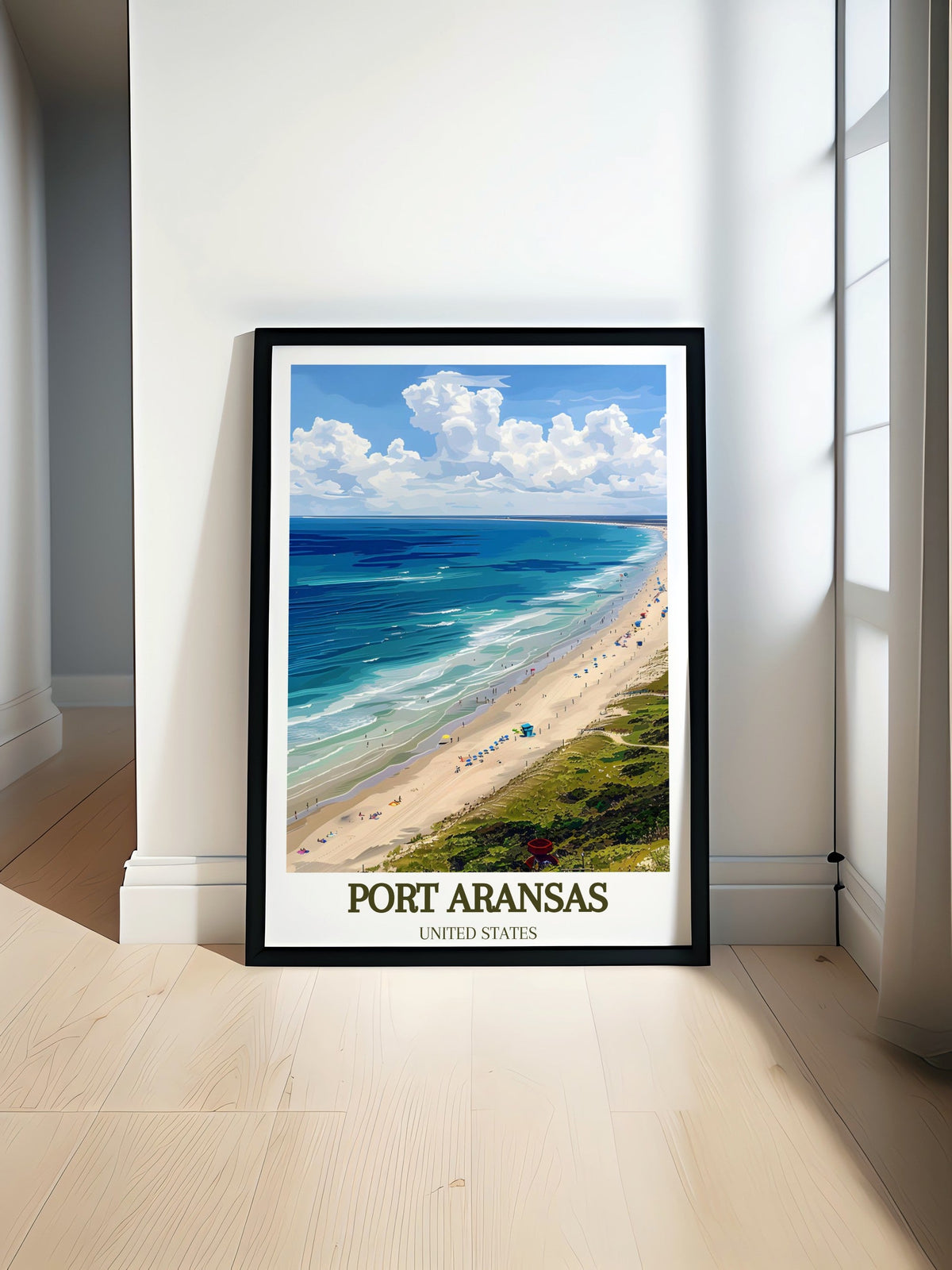 Port Aransas Art Print - Mustang Island Home Decor - Texas Canvas Art - Texas Travel Poster