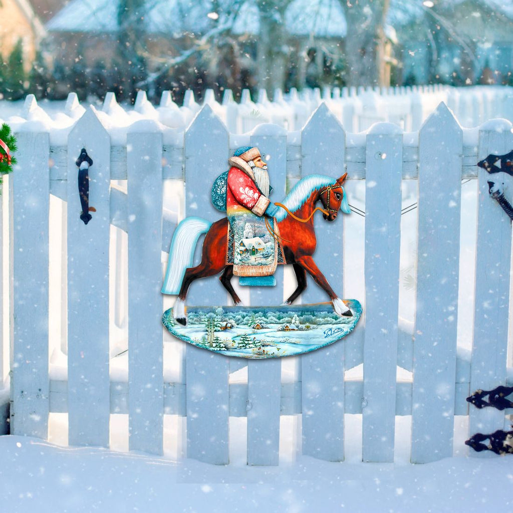 Horsey Santa Christmas Christmas Door Decor by G. DeBrekht - Christmas Santa Snowman Decor - 8151121H