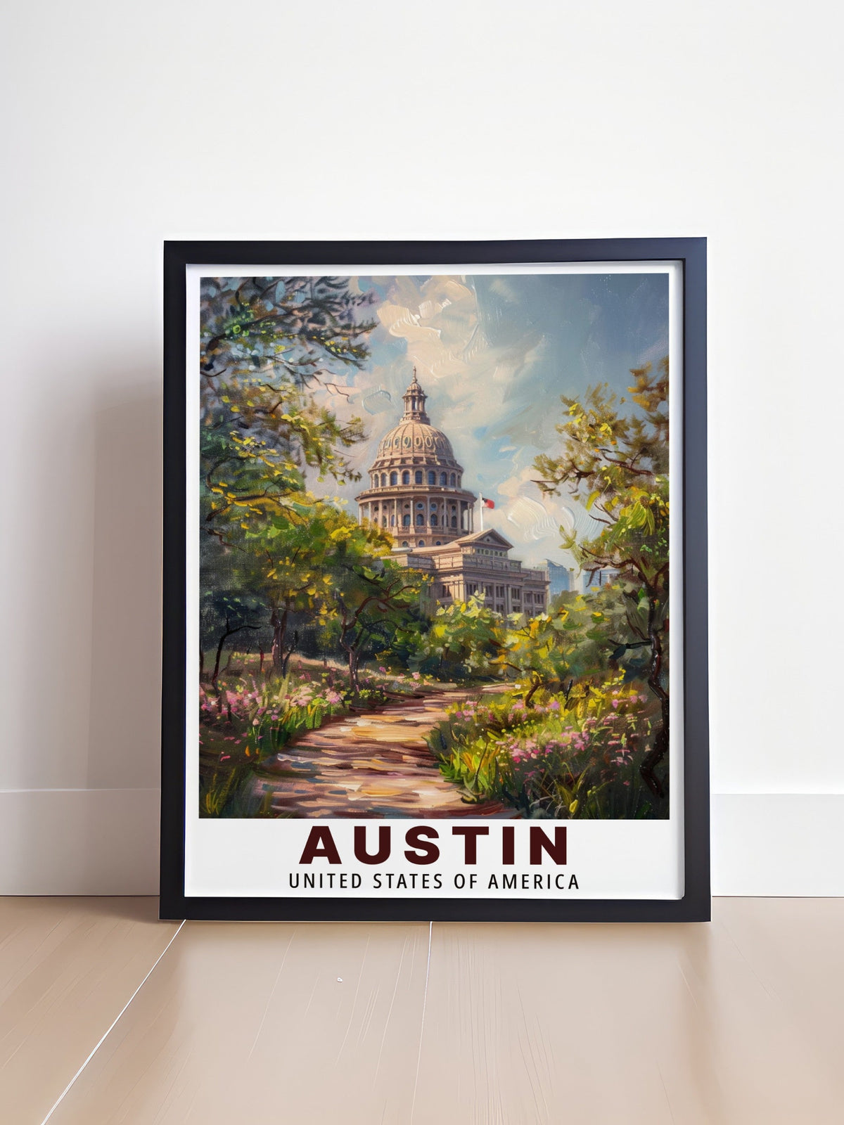 Austin  Framed Prints - Texas State Capitol Ideal Wall Decor - USA  Living Room Decor