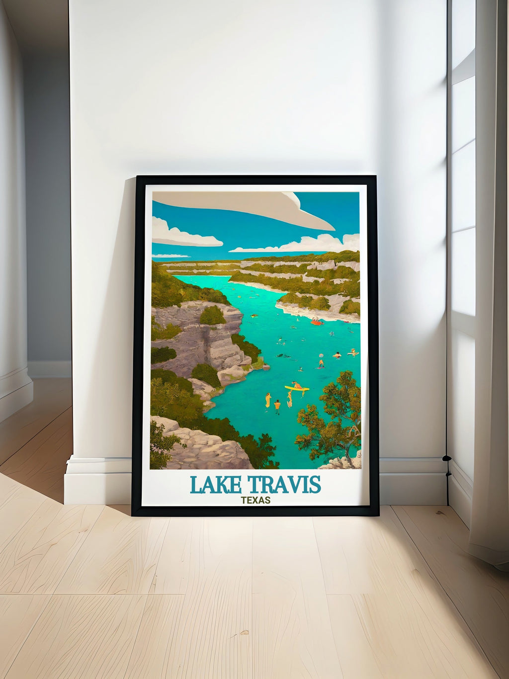 Lake Travis Print - Pace Bend Park Wall Art - Texas Framed Art - Texas Vintage Poster