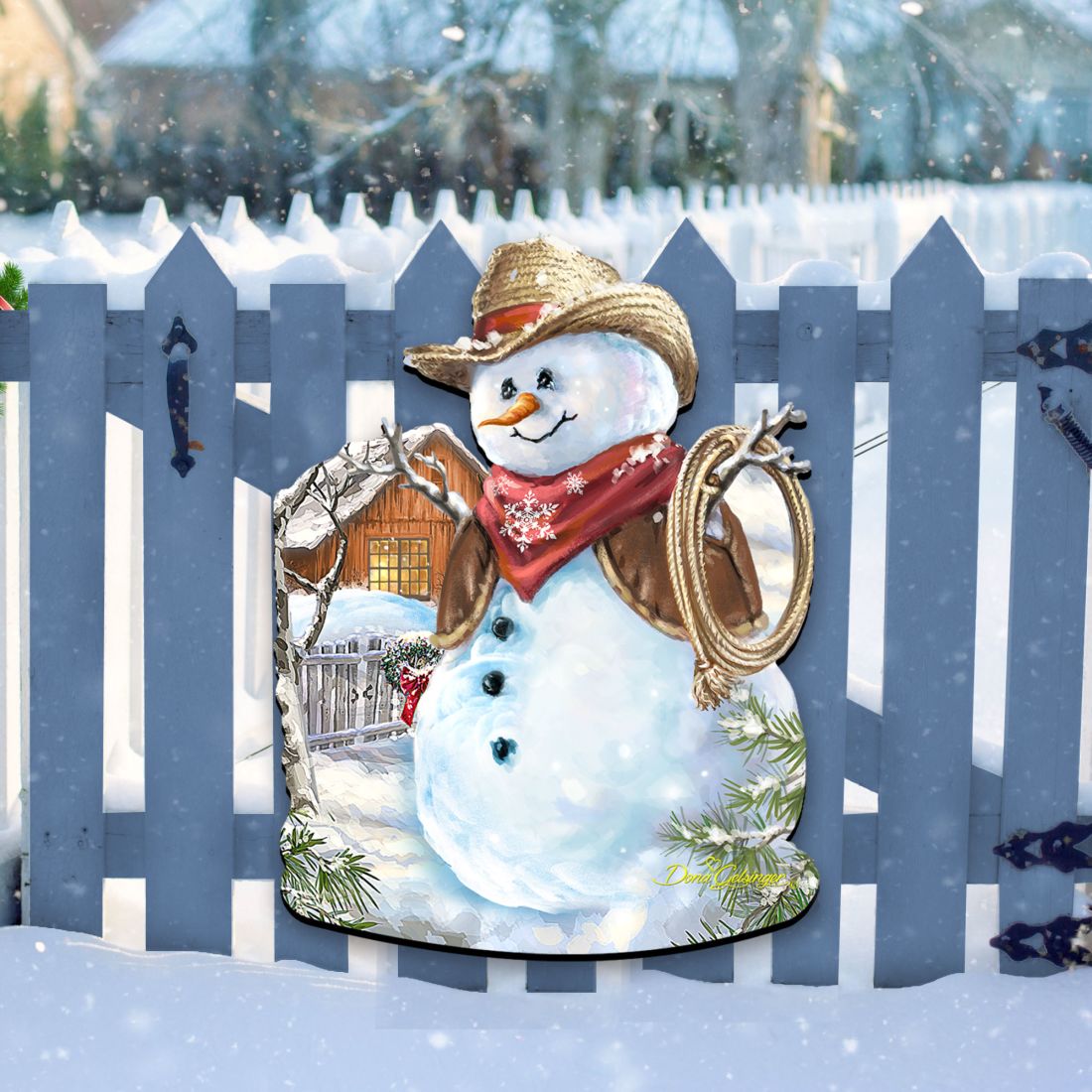 Cowboy Snowman Christmas Door Decor by D. Gelsinger - Christmas Santa Snowman Decor - 8121115H-1541