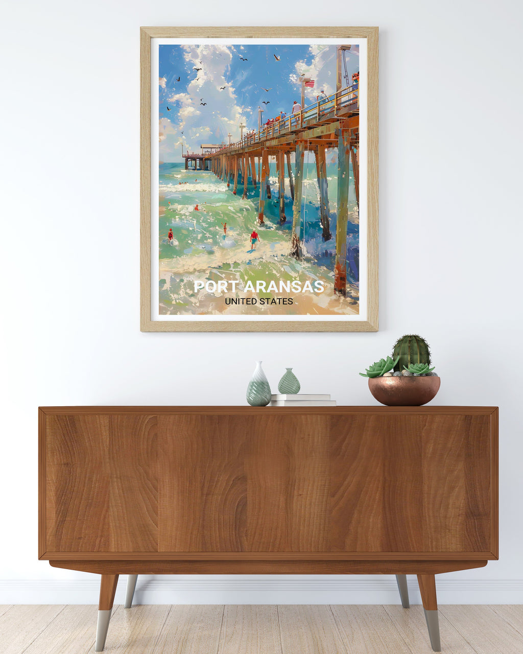 Port Aransas Poster - Horace Caldwell Pier Decor - Texas Wall Print - Texas Travel Poster