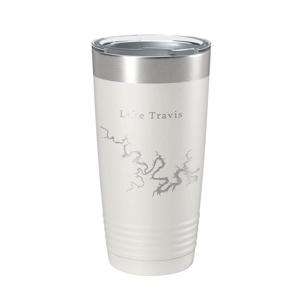 Lake Travis Map Tumbler Travel Mug Insulated Laser Engraved Coffee Cup Texas 20 oz