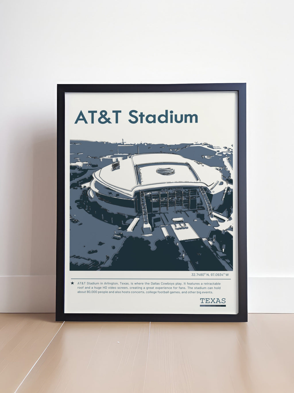 AT&T Stadium  Art - Texas Rangers Cowboys Mavericks Travel Posters - AT&T Stadium  Home Decor