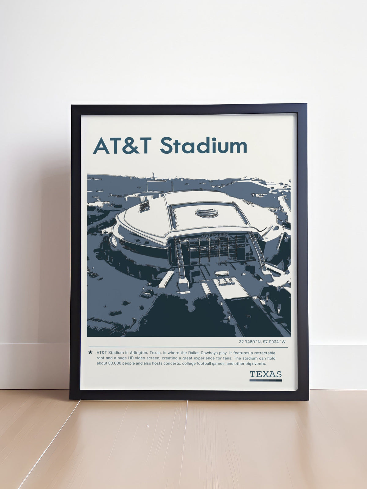 AT&T Stadium  Art - Texas Rangers Cowboys Mavericks Travel Posters - AT&T Stadium  Home Decor