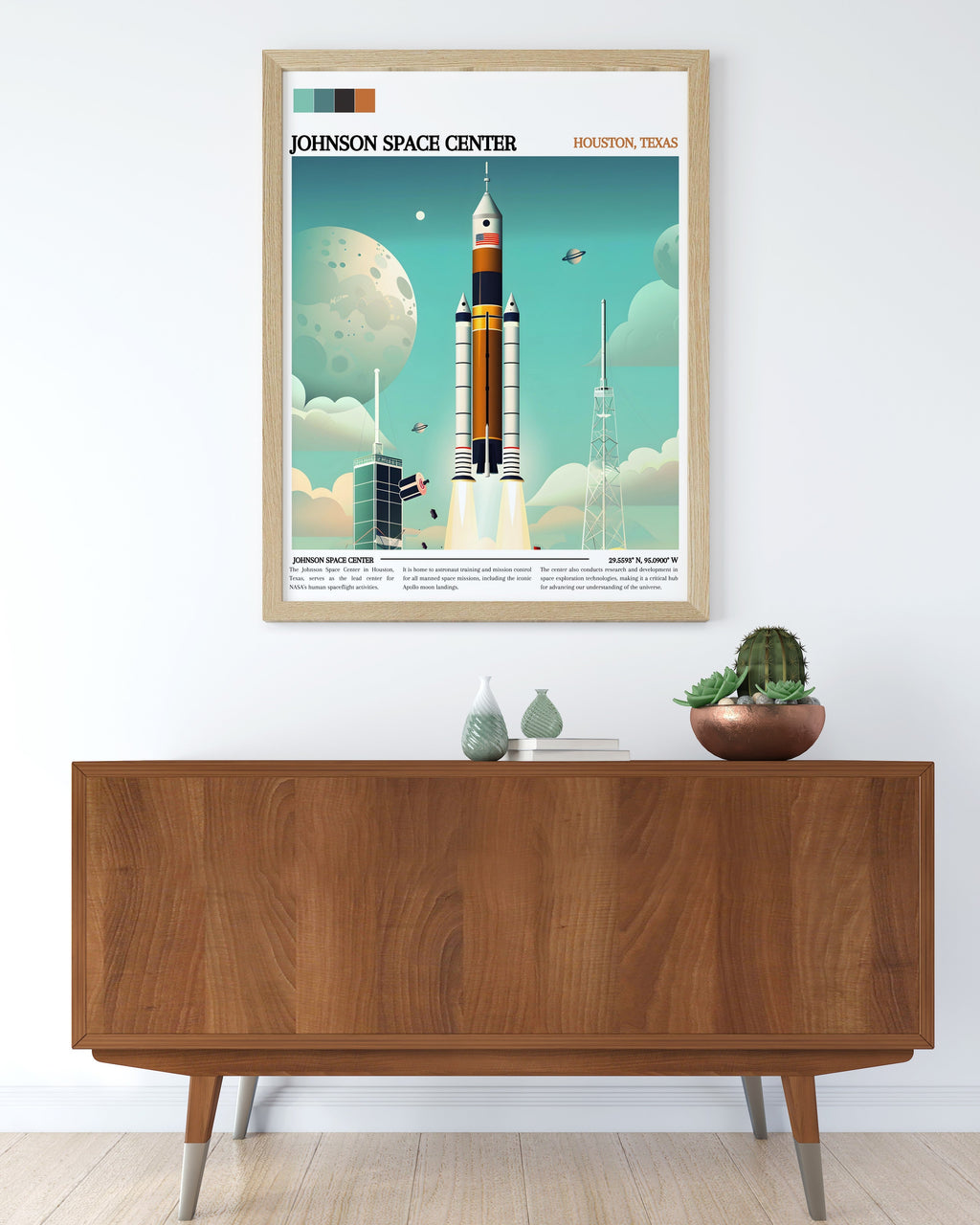 Johnson Space Center  Travel Posters - Houston Artwork - Texas  Living Room Decor