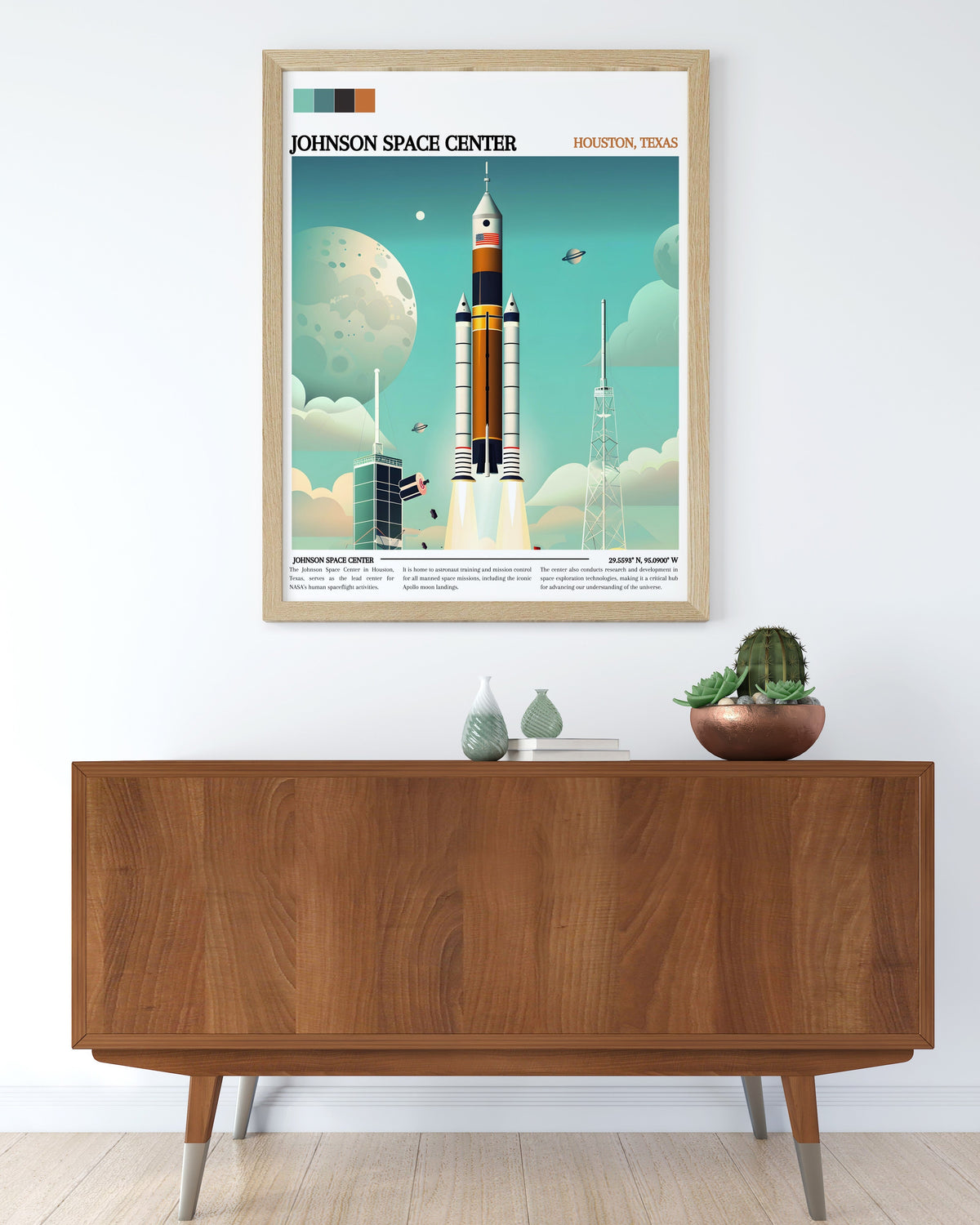 Johnson Space Center  Travel Posters - Houston Artwork - Texas  Living Room Decor