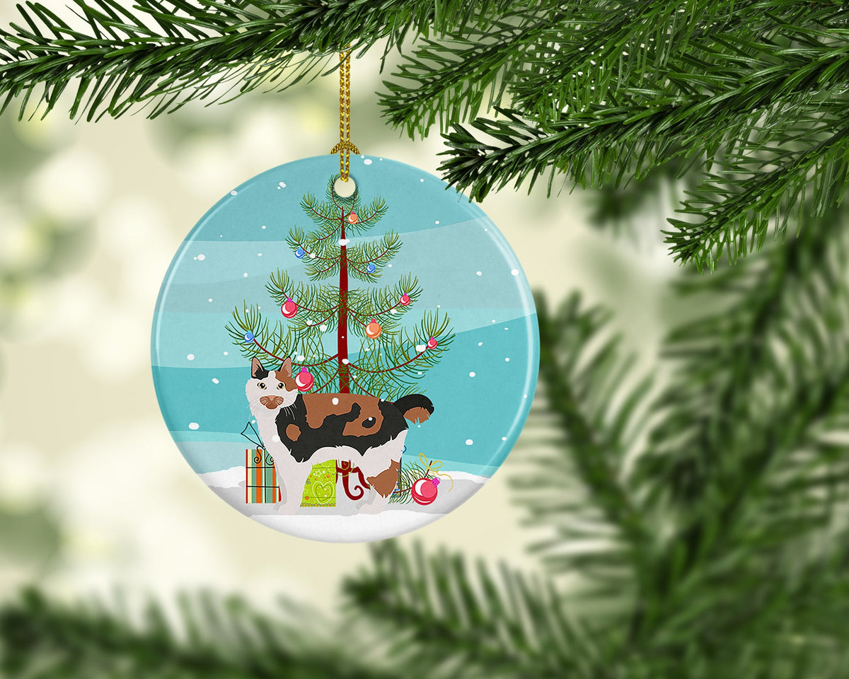 Cymric Cat Christmas Ceramic Ornament