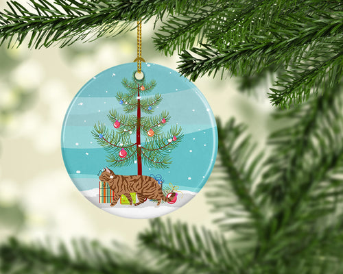 Toyger Cat Christmas Ceramic Ornament