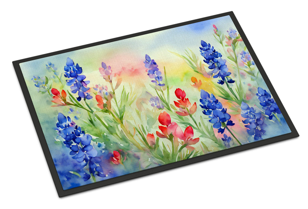 Texas Bluebonnets in Watercolor Doormat