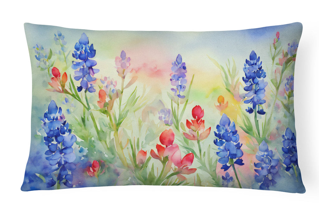 Texas Bluebonnets in Watercolor Throw Pillow