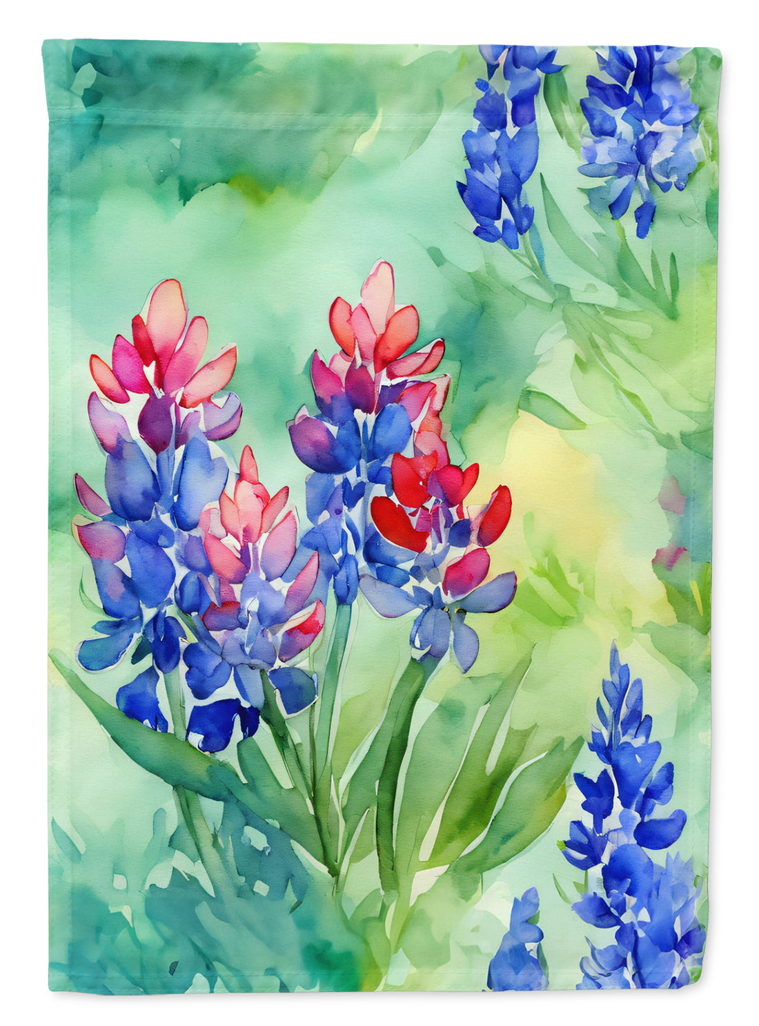 Texas Bluebonnets in Watercolor House Flag