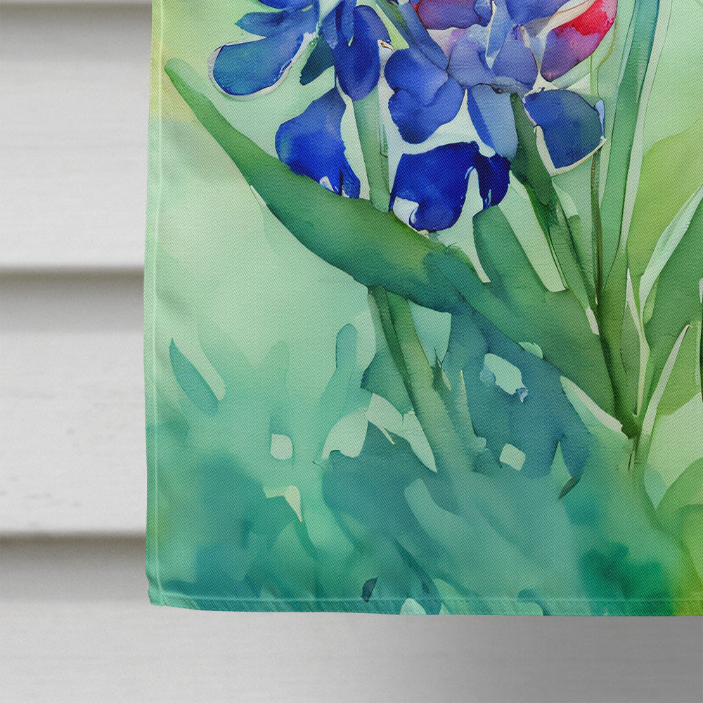 Texas Bluebonnets in Watercolor House Flag