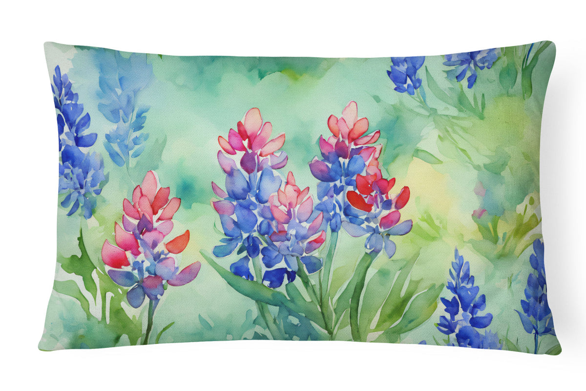 Texas Bluebonnets in Watercolor Throw Pillow