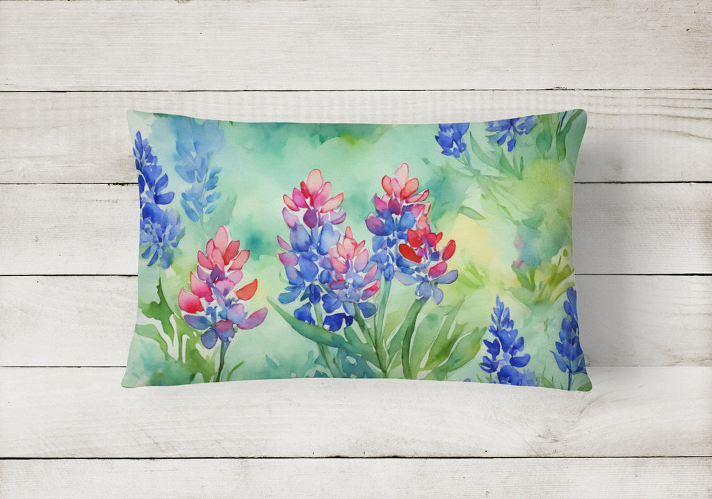 Texas Bluebonnets in Watercolor Throw Pillow