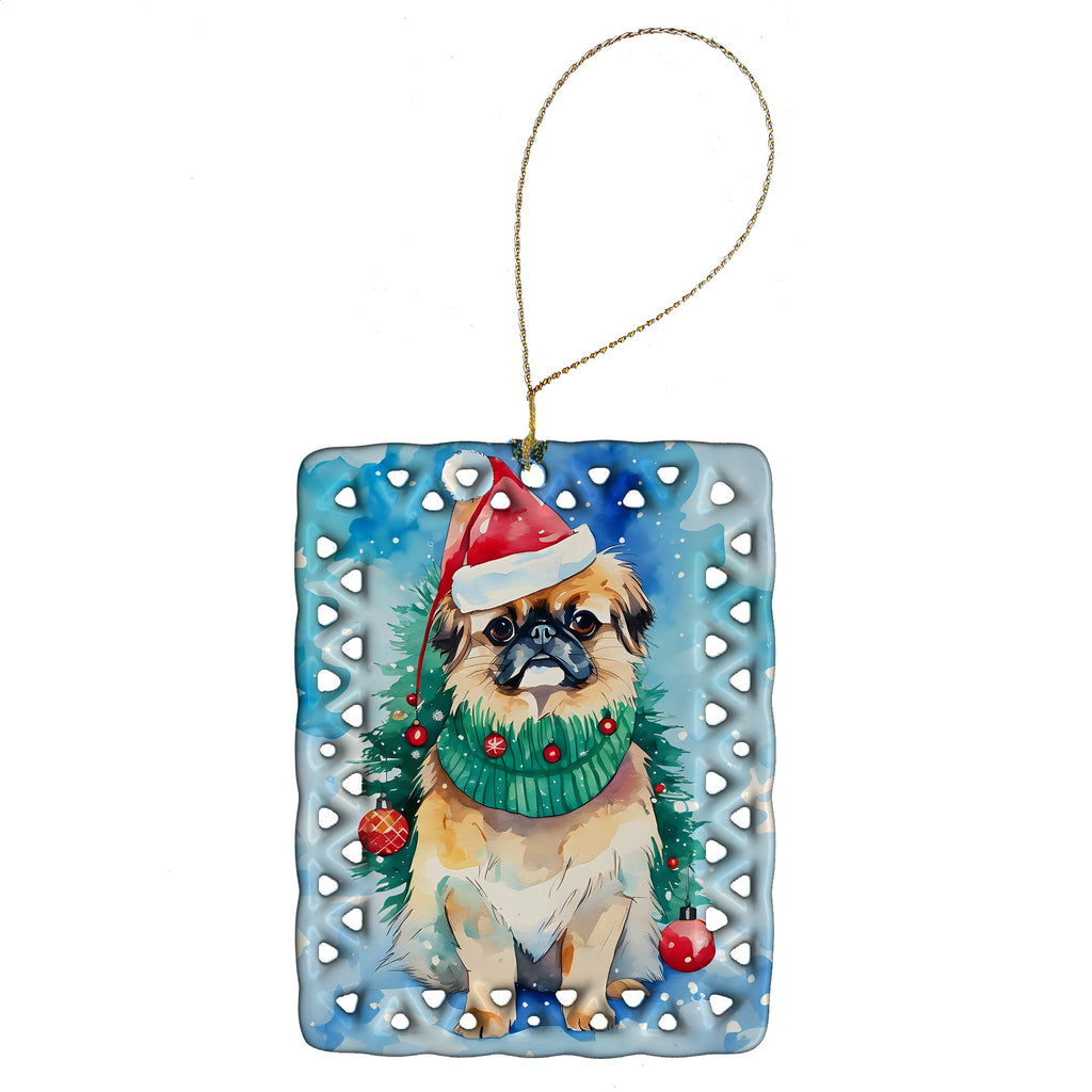 Pekingese Christmas Porcelain Ornament