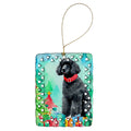 Poodle Christmas Porcelain Ornament