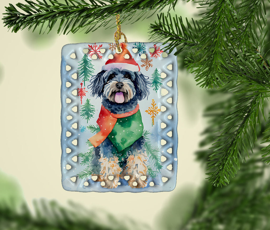 Puli Christmas Porcelain Ornament
