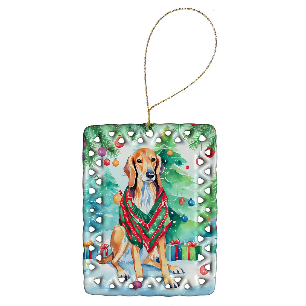 Saluki Christmas Porcelain Ornament
