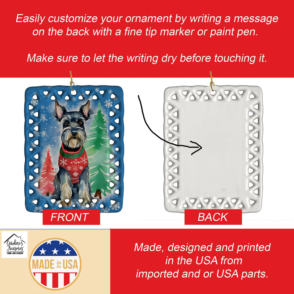 Schnauzer Christmas Porcelain Ornament