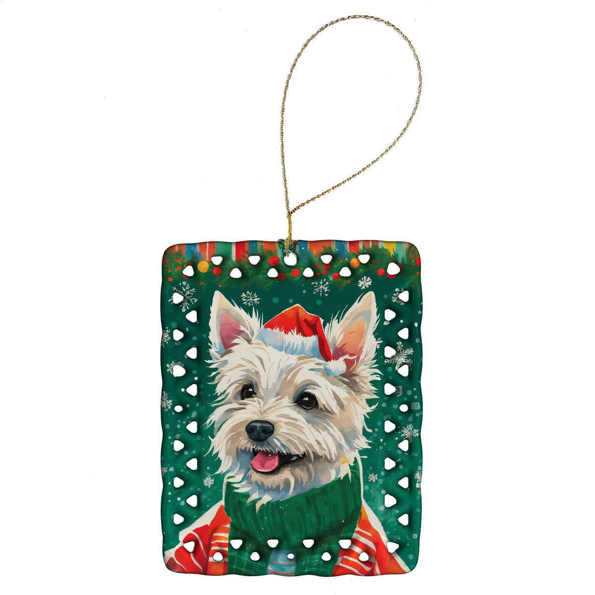 Westie Christmas Porcelain Ornament