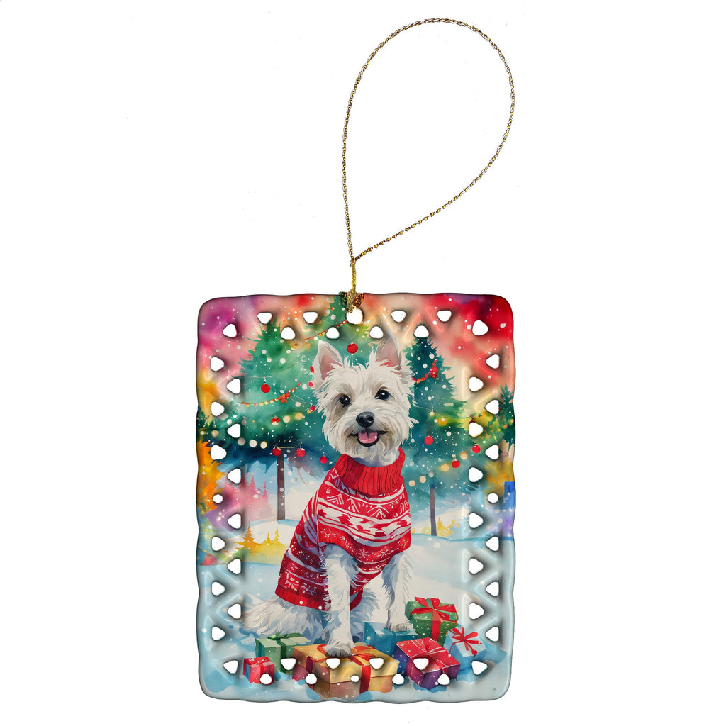 Westie Christmas Porcelain Ornament