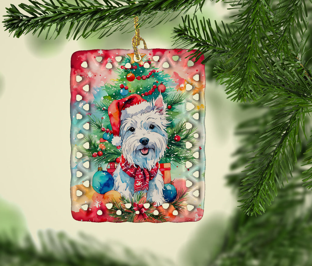 Westie Christmas Porcelain Ornament