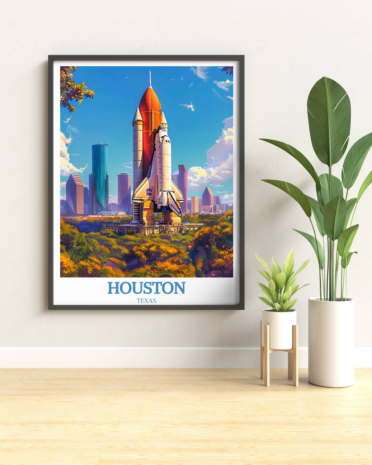 Houston Texas Print - Houston artwork - Texas Decor - Houston Souvenir