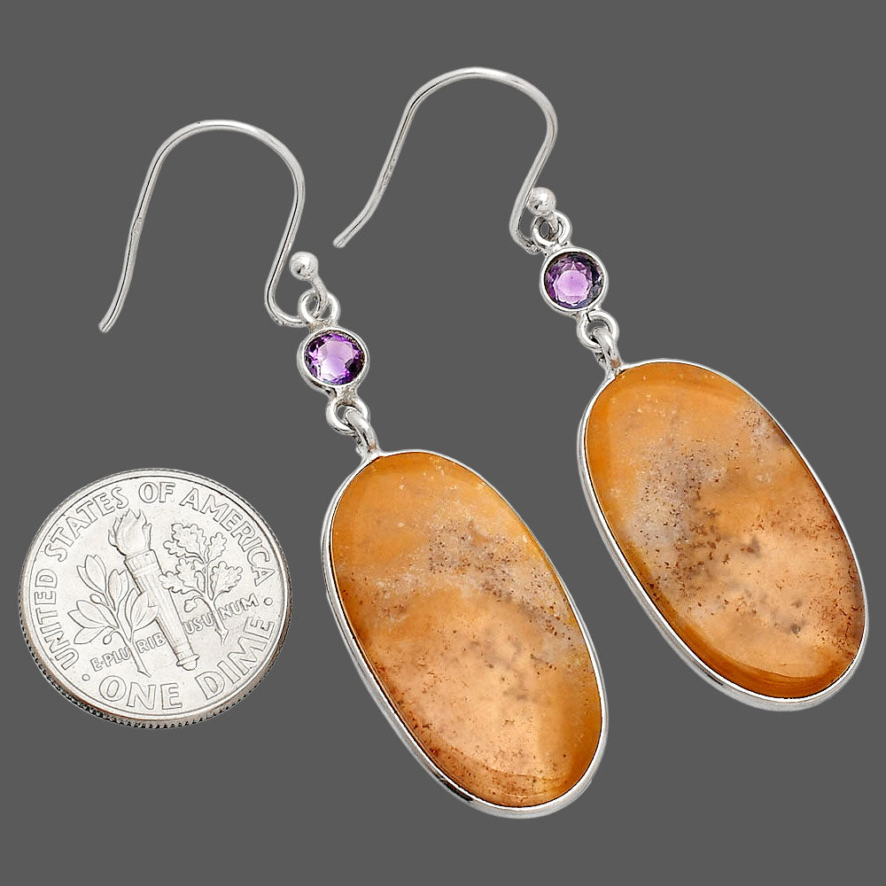 Natural Texas Moss Agate & Amethyst Earrings E-1002 SDE84046